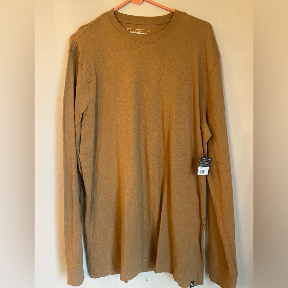 Eddie Bauer Tan Long Sleeve Tee Classic Fit